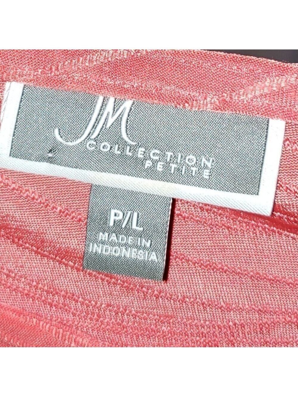 Ladies JM COLLECTION Petite Long Sleeve Textured Blouse in Coral - PL - Picture 5 of 5